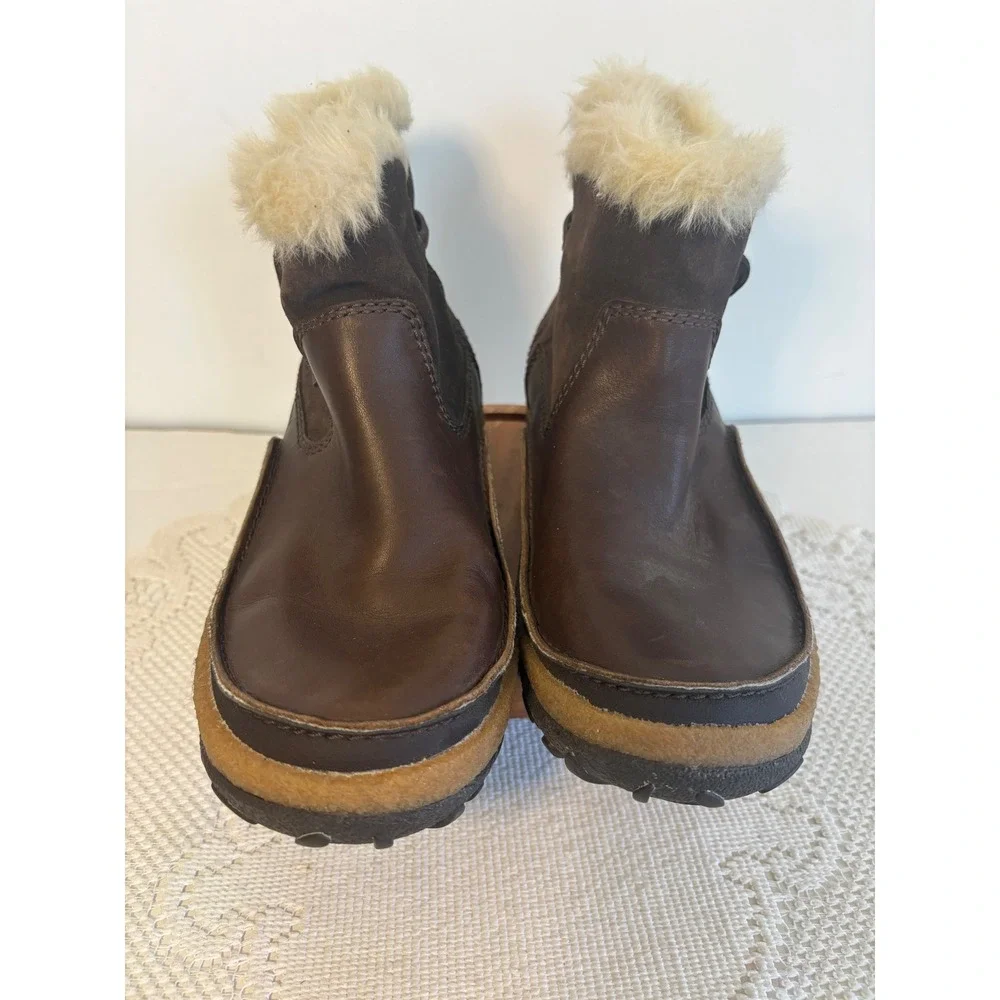 Merrell M-Select DRY Brown Leather gorpcore Suede Faux Fur Winter Boots  w-7.5
